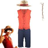 One Piece Vest Straw Hat Costume Cosplay 4pcs - OPCS4432